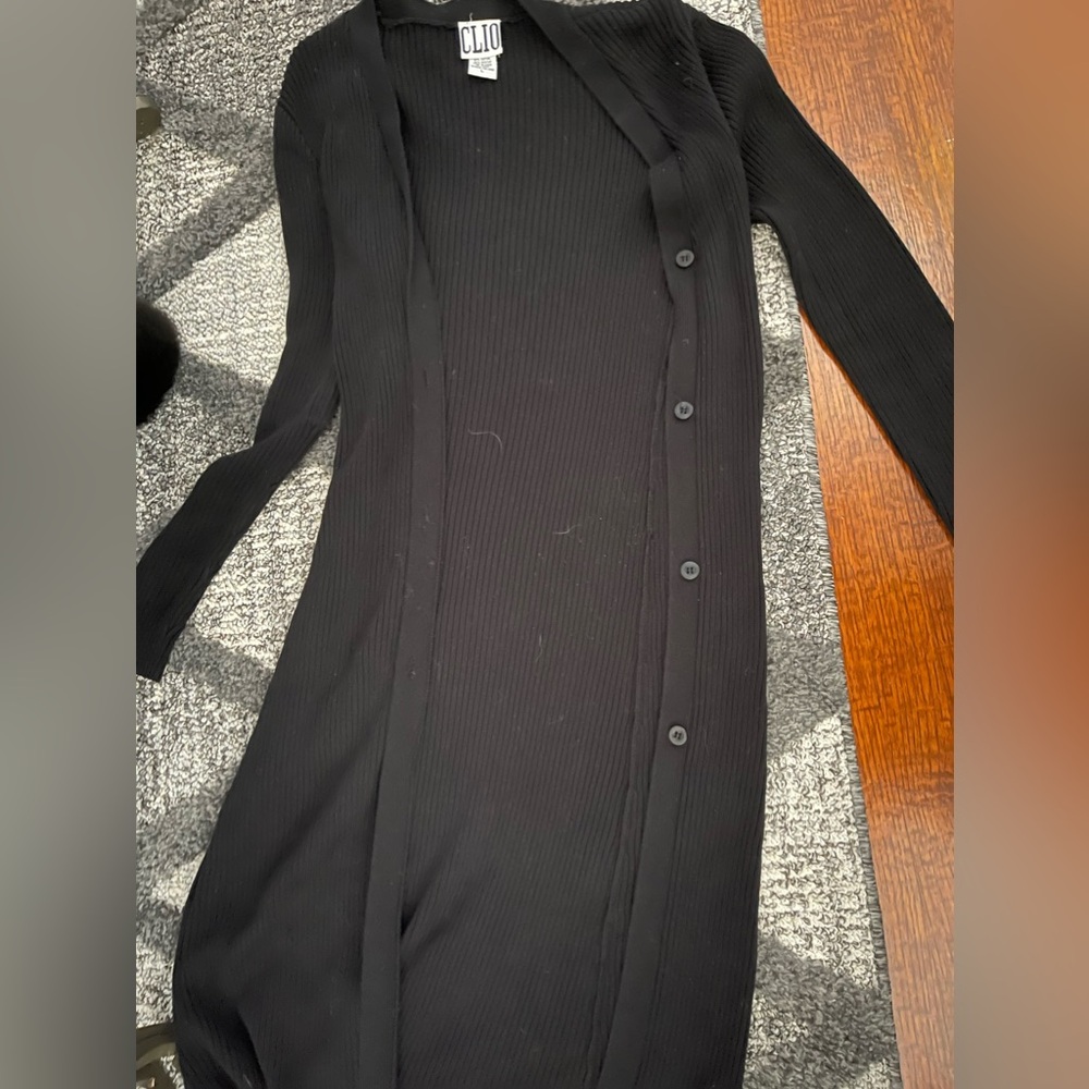 Vintage Black Long Button Down Cardigan